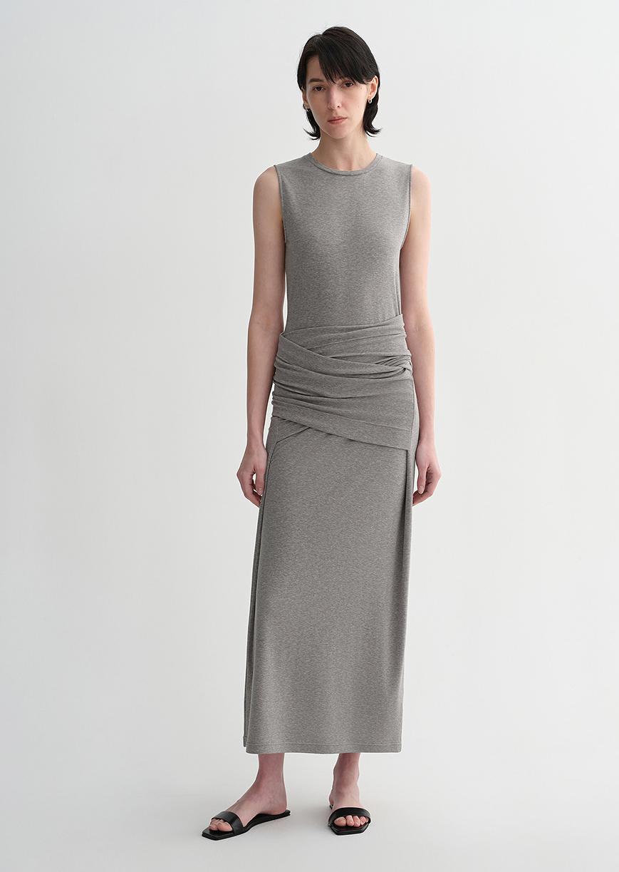 Ice silk wool blend dress with adjustable waistline, hip-flattering design, slim fit for a figure-slimming effect-6