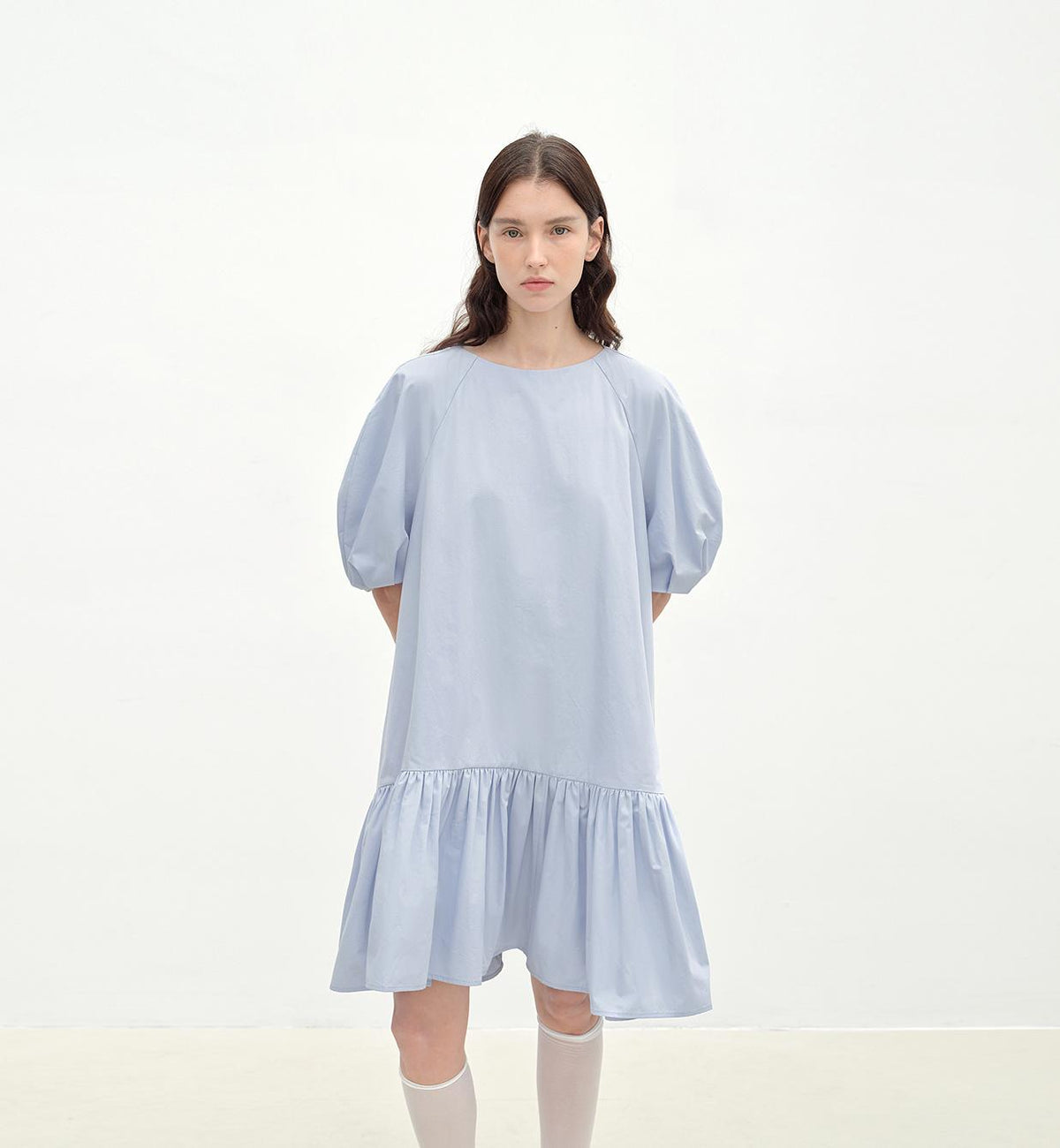 "Ailande" round neck puff sleeve temperament dress for women summer-5