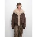 Winter is coming  fashionable warm and waterproof detachable silhouette beach wool collar short down parka-1