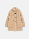 Light and wandering imported Lagon style curly shearling velvet stick button stand collar jacket-5