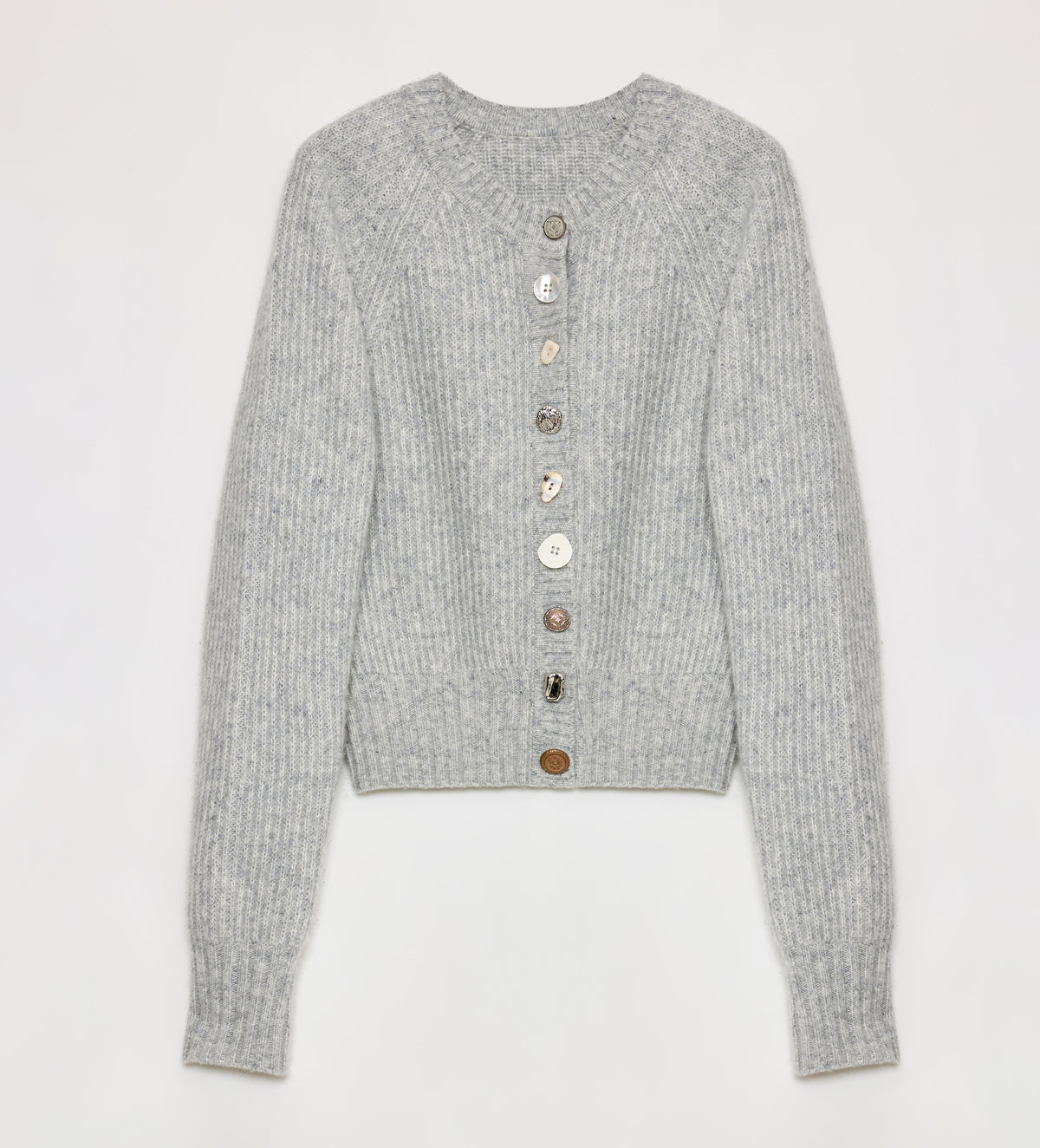 "Hokkaido Weaving Love" wool blend crew neck cardigan top-6