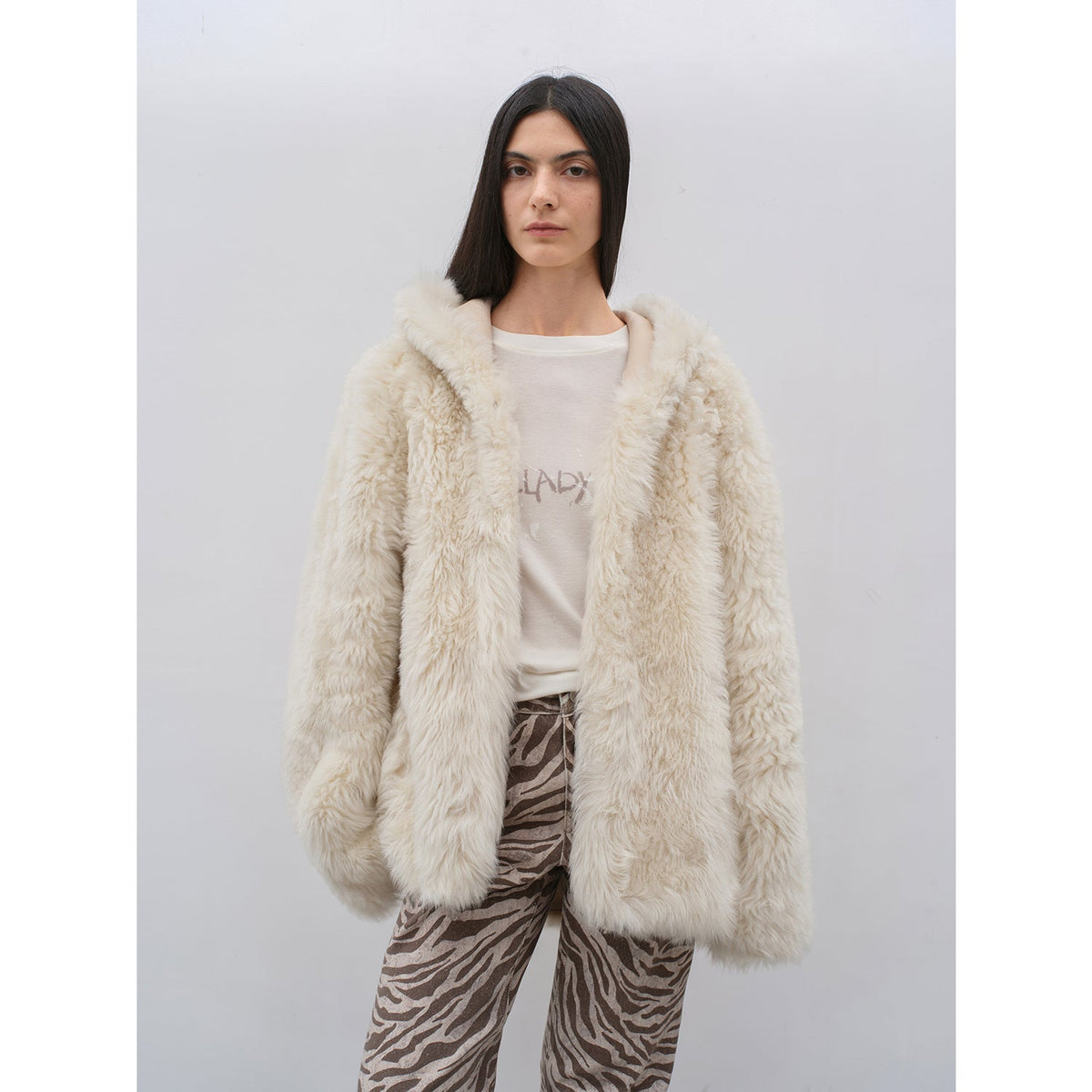 "Winter Snow" lazy silhouette hooded Tuscan curly sheepskin fur coat winter-5