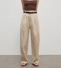 Spliced double-pleat wide-leg trousers straight-leg trousers for women-5