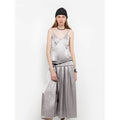 "Girls' Letterhead" Luxurious and light, glossy and silky 100% acetate low-waisted long suspender dress-0