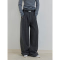 "Commuting Rules" Worsted Wool Blend Waistless Raw Edge Wide Leg Pants Slimming Scimitar Casual Pants-1