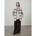 Snowy New Year Merino Sheepskin Lamb Wool Striped Jacket-1