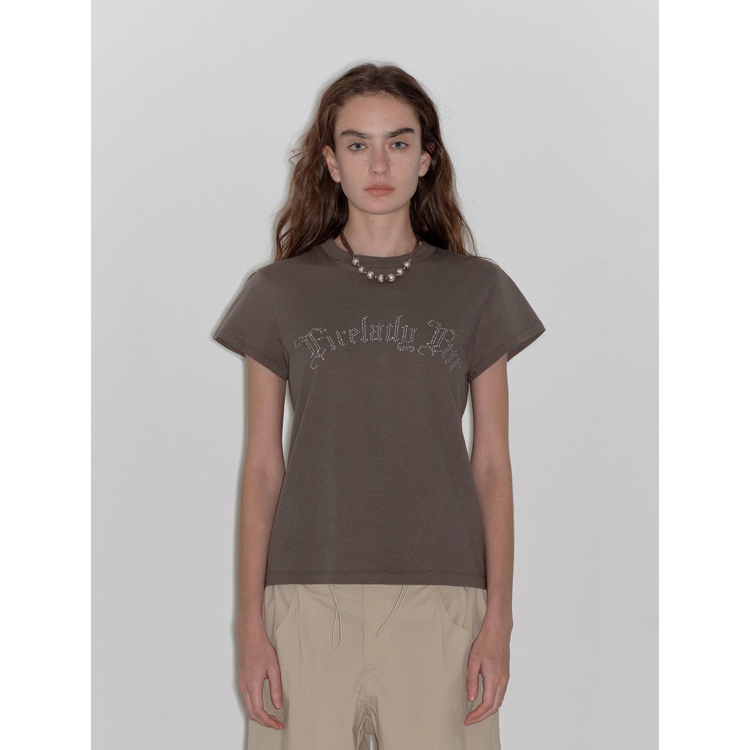 "May Time" luxury brand same version 3D long-staple cotton slightly waist rivet T-shirt-4