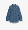 Italian imported BERTO denim classic old money style lapel shirt for women-5