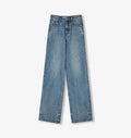 Classic retro old money style, craft washed organic cotton, retro straight slim jeans-5