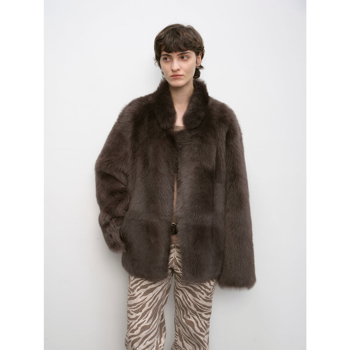 "Heartbeat Mark" Tuscany sheepskin women's short fur coat-5