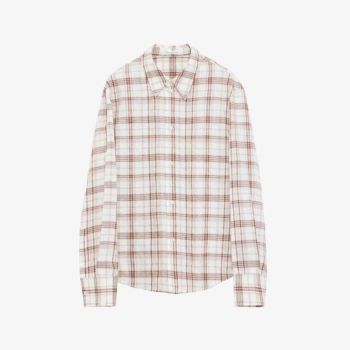 "Plaid Sketch" Vintage Linen Shirt Skirt Two-Piece Spring-5