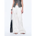 "Simple White Draft" Hand-painted Printed Slightly A Straight Jeans-5