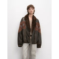 "Jumping City" Imported Suede Sheep Leather Sheep Curl Lapel White Goose Down Parka-0