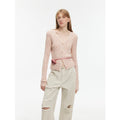 "Spring Grass Single" luxury brand same version cotton linen yarn V-neck slim pit short knitted cardigan-0