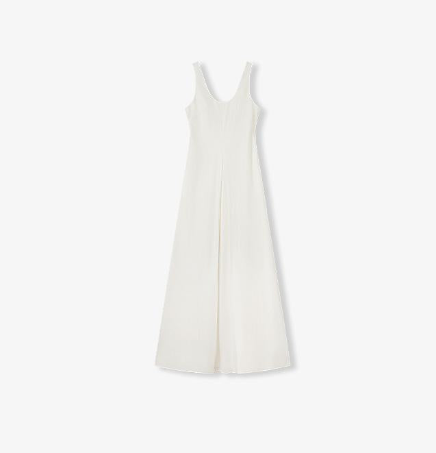 "Simple Love" High Density Modal Mulberry Silk Insert U-neck Vest Dress-5