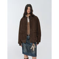 "Spring Whisper" Vintage imported suede sheepskin leather ribbed patchwork jacket-5