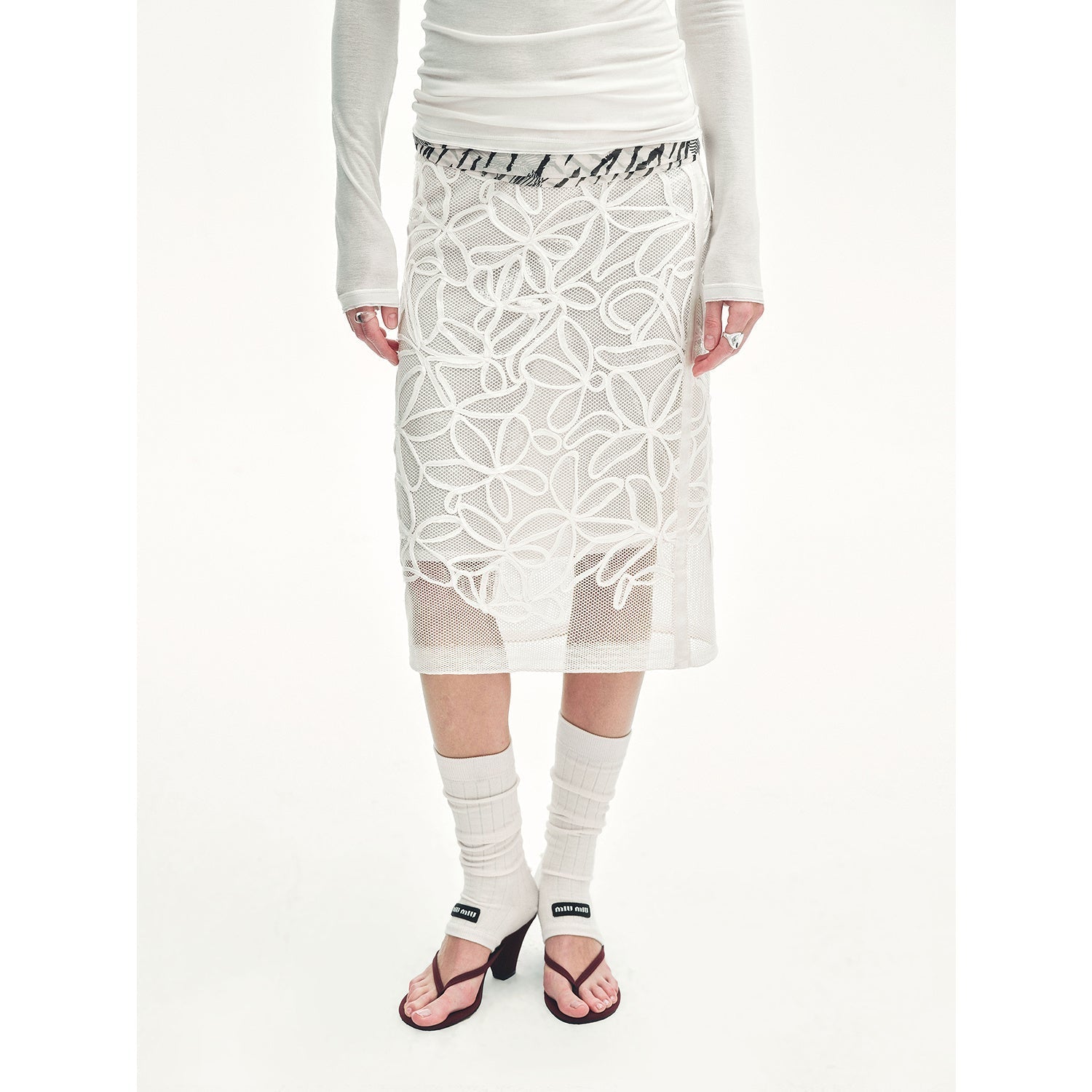 "Summer Dream" acetate sequin embroidered straight skirt-1