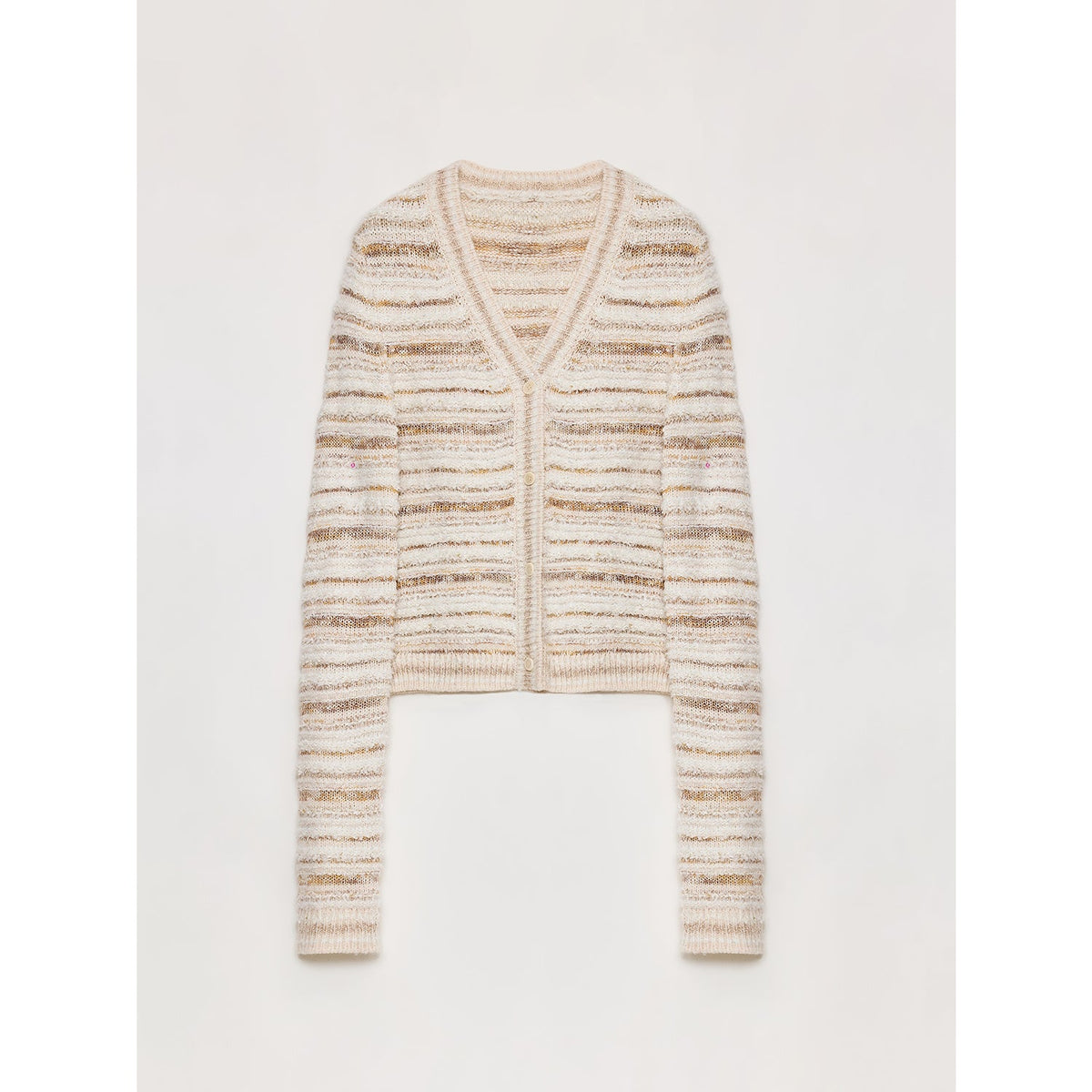"Nice Weekend" striped mixed woven V-neck early spring layered knitted cardigan top/vest-7