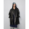 Notting Hill Diary Limited Edition Waxed Goat Leather/Retro Casual Lapel Mid-Length Leather Jacket-5