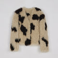 Fragrant Cream Cow Pattern Sheep Curly Double Knit Fur Short Coat-1