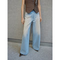 "Wantful Fantasy" Heavy Industry Washed Spray Colored Wide Leg Jeans Women's Low Waist Straight Leg Bootleg Pants-1