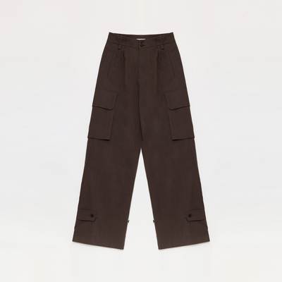 "Leisure First" Personalized three-dimensional large patch pocket straight wide-leg work trousers-5