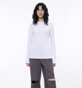 Round neck deconstructed long sleeve T-shirt for women Slim fit and versatile top-5