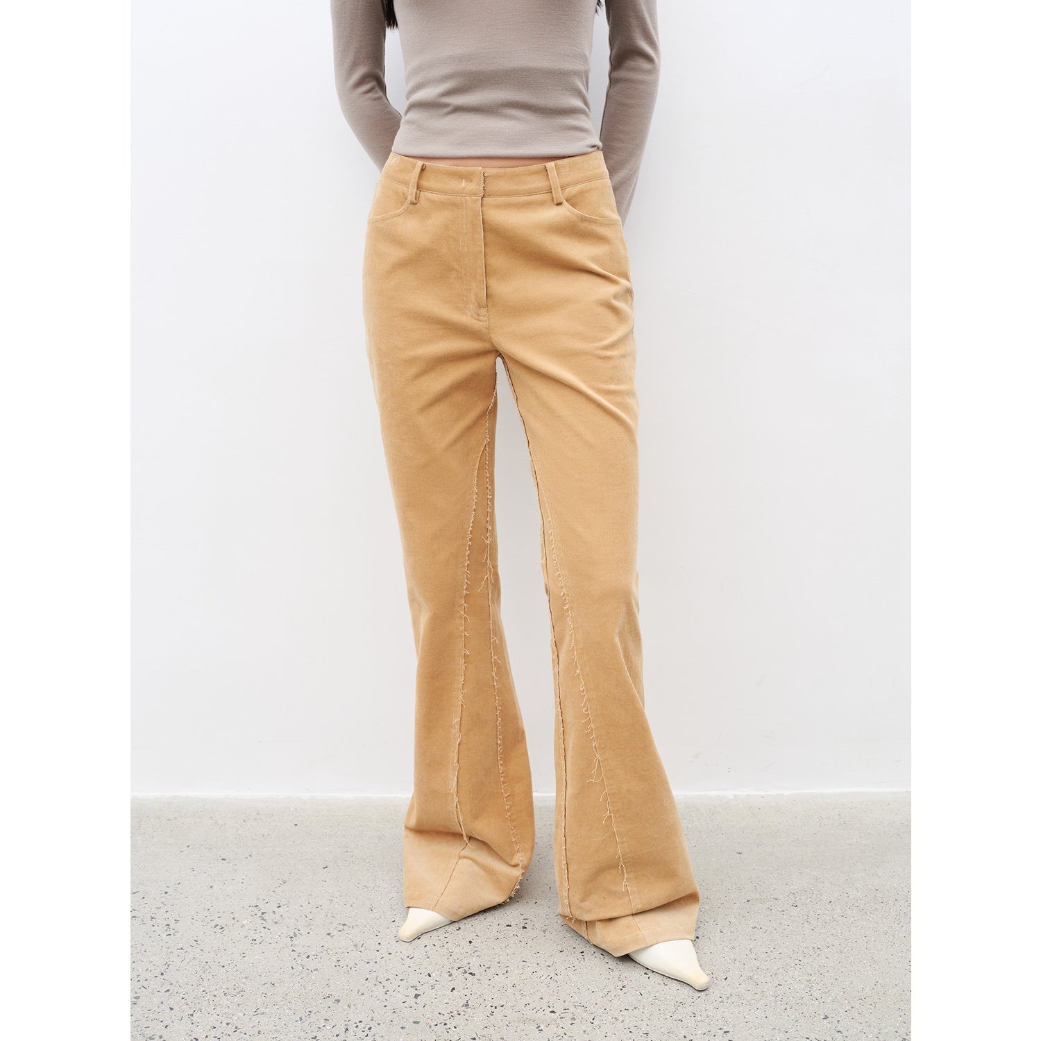 "Road to Extraordinary" Retro modern versatile slim corduroy flared trousers-1
