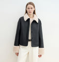 Slightly Sweet Latte Second Generation Furry Lapel Casual Straight Shorn Shearling Jacket-5