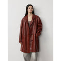 Sonorous Rose vintage imported oil waxed goatskin long trench coat-2