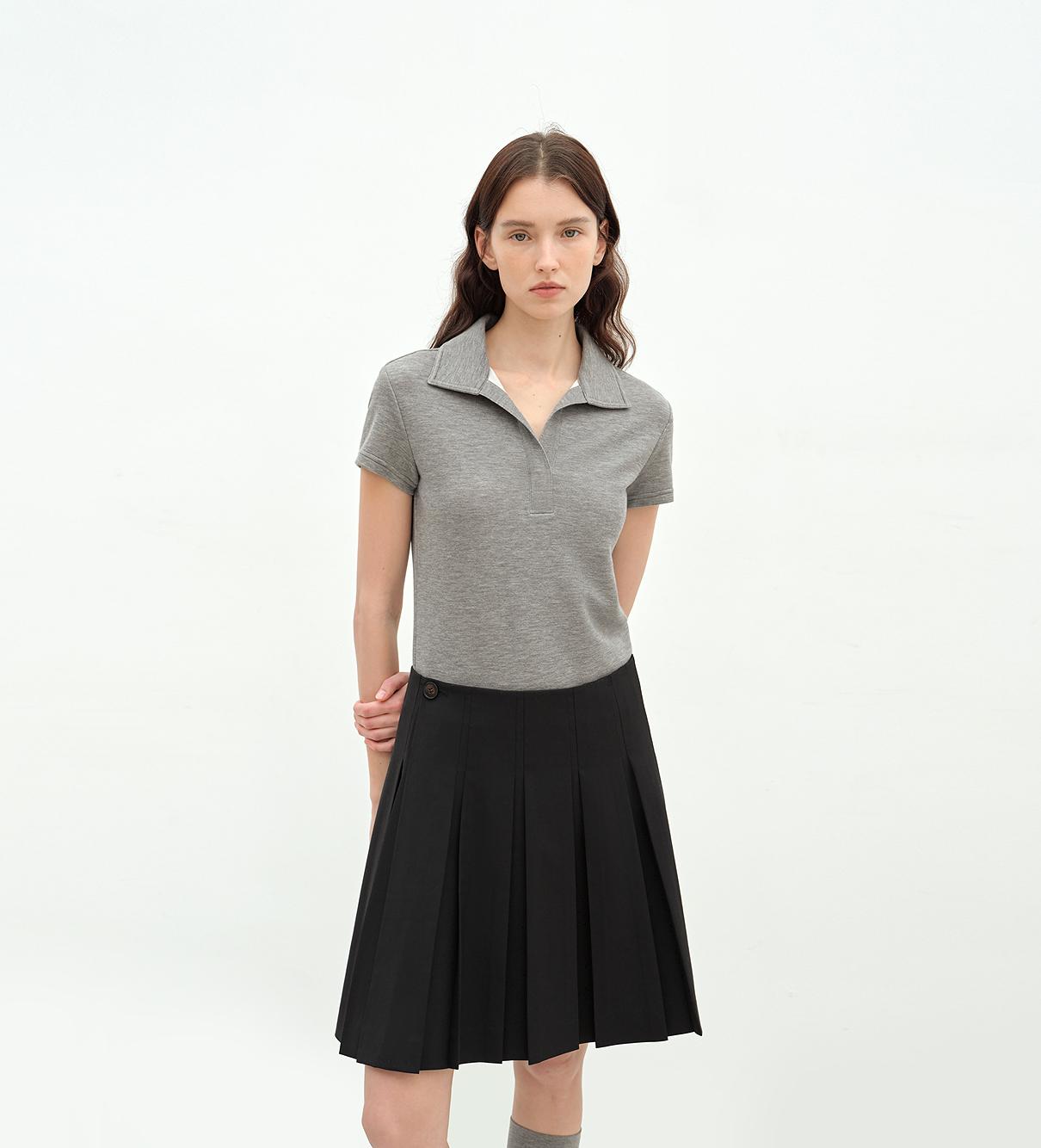 "Dublin" Lapel Straight Shoulder Slim Fit Short Sleeve T-shirt Tops Women-6