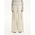 "Rhythm in the Same Frequency" Tencel linen workwear style wide-leg casual pants-5