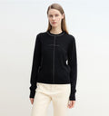 “Imbell"Imported Yangtze 30NM Contrast Stitch Wool Knit Skin-Friendly Short Top-5