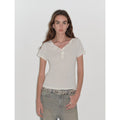 "Simple Advent" Fine Australian Wool Skin-Friendly Fit Henley Neck Tight T-Shirt-5