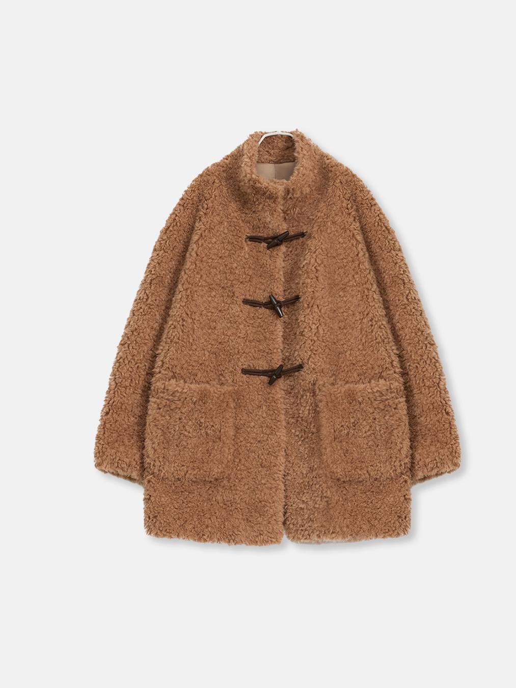 Light and wandering imported Lagon style curly shearling velvet stick button stand collar jacket-6