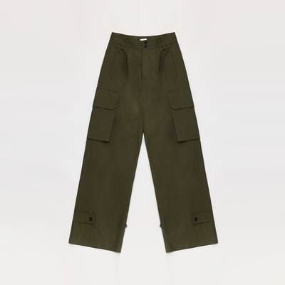 "Leisure First" Personalized three-dimensional large patch pocket straight wide-leg work trousers-7