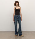 TOP grade long-staple cotton basic micro-stacked straight jeans-5