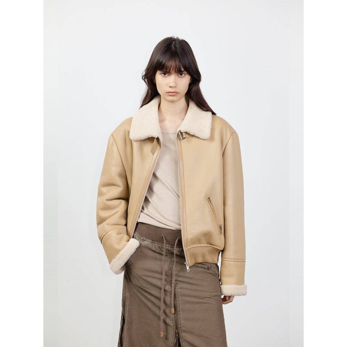 Speedy Flow Casual Motorcycle Style Imported Merino Sheepskin Jacket-1