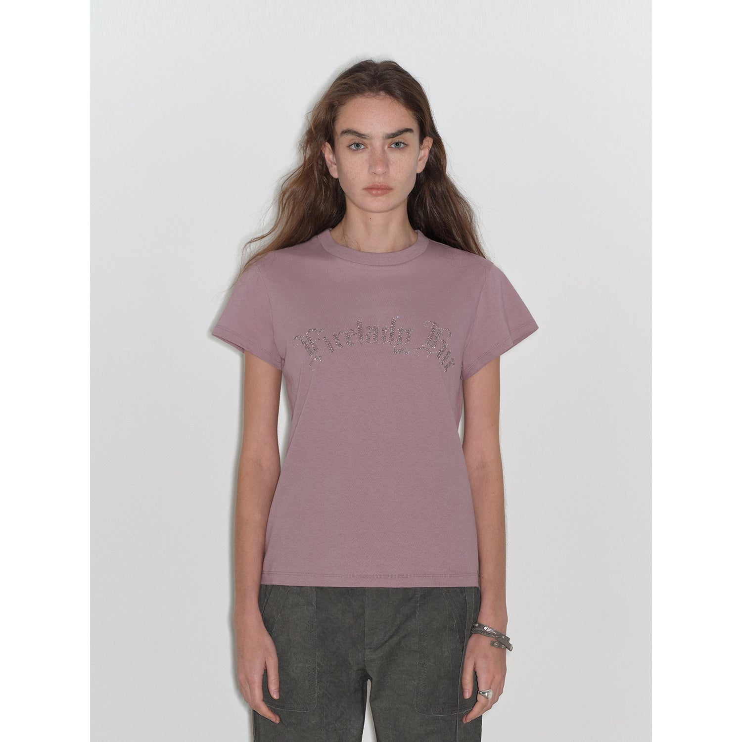 "May Time" luxury brand same version 3D long-staple cotton slightly waist rivet T-shirt-5