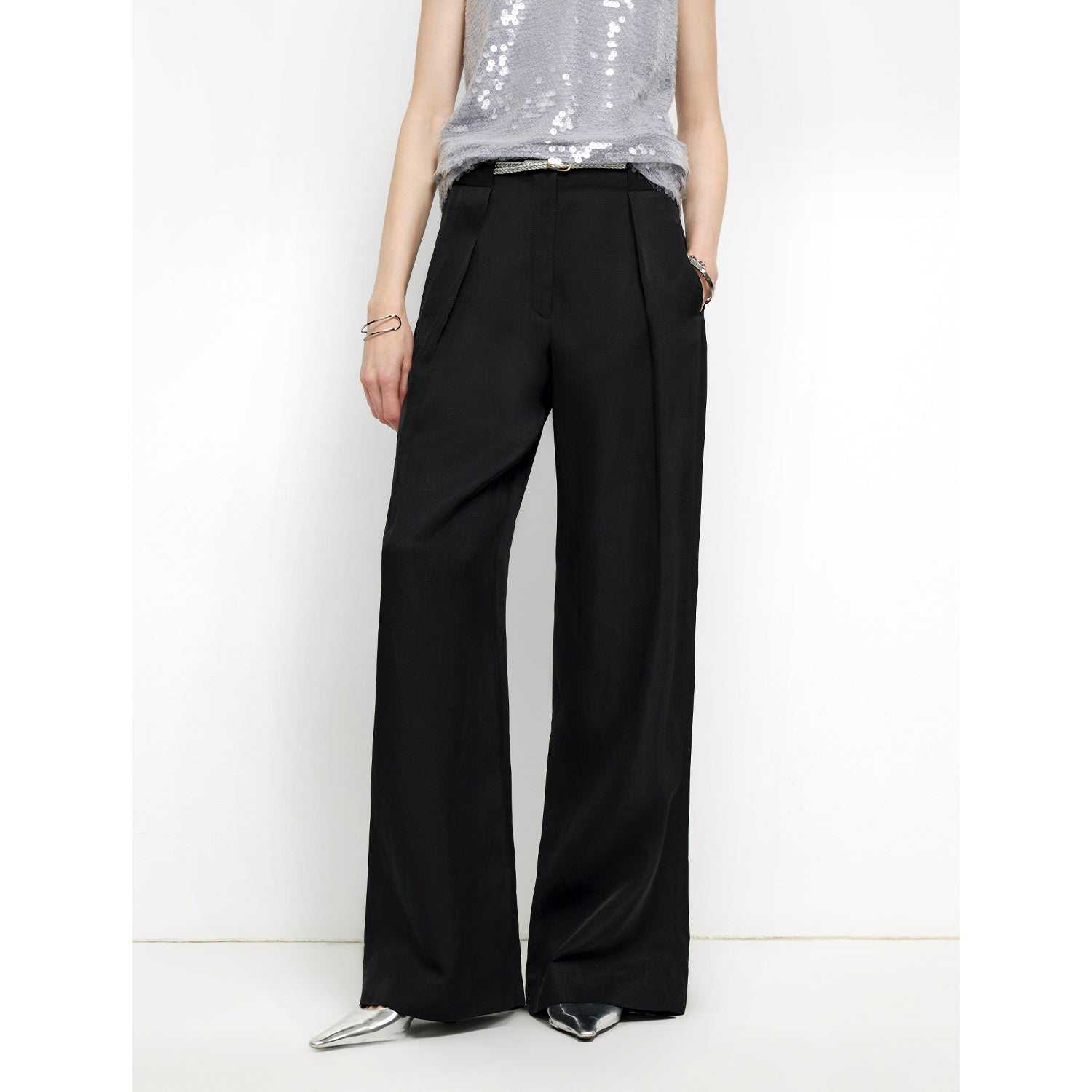 "Relaxed Old Money" Acetate Linen Old Money-Inspired Draped Mid-Waist Single-Pleat Straight-Leg Wide-Leg Casual Pants-5