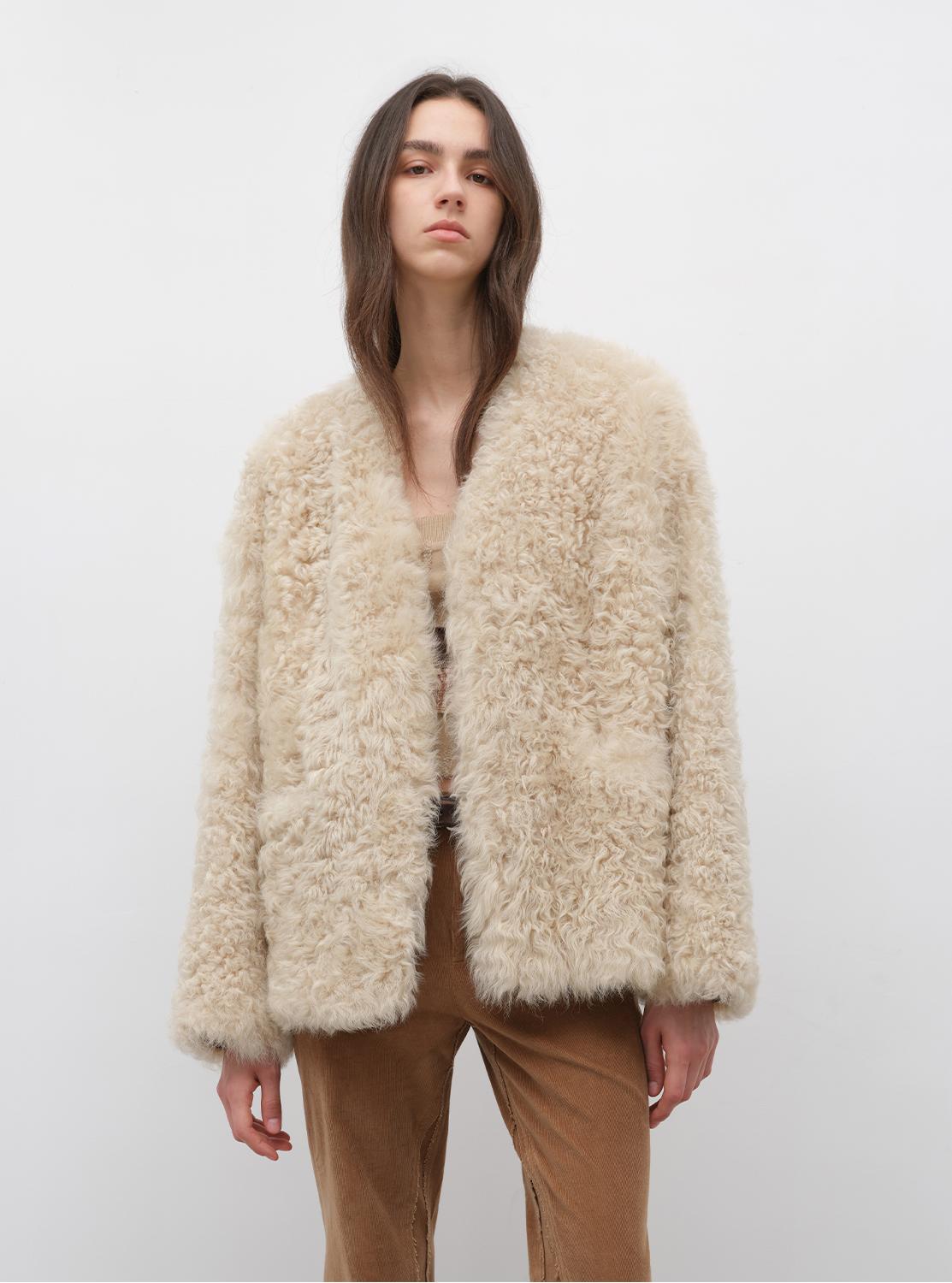 My Little Curly Imported Tuscan Black Sheepskin Jacket-1