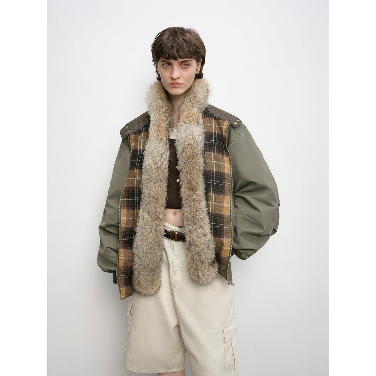 Urban Warmth Walk Casual Street Lightweight Detachable Wolf Fur Collar Parka Down Jacket-5