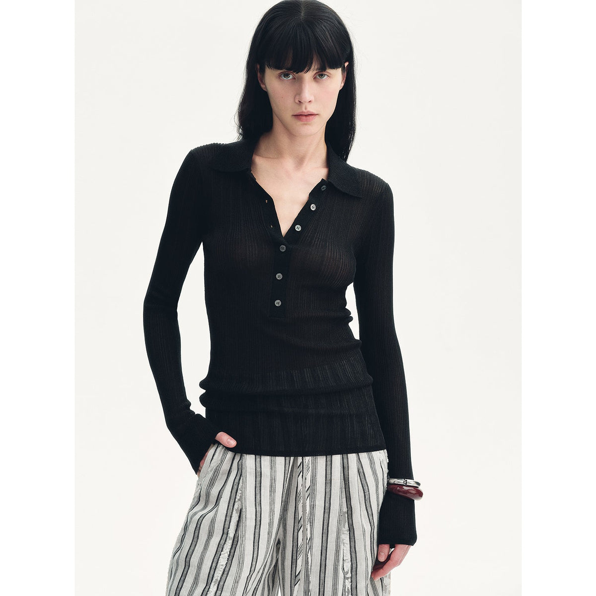 "Spring Inspiration" Retro Slim Fit POLO Neck Sweater-4