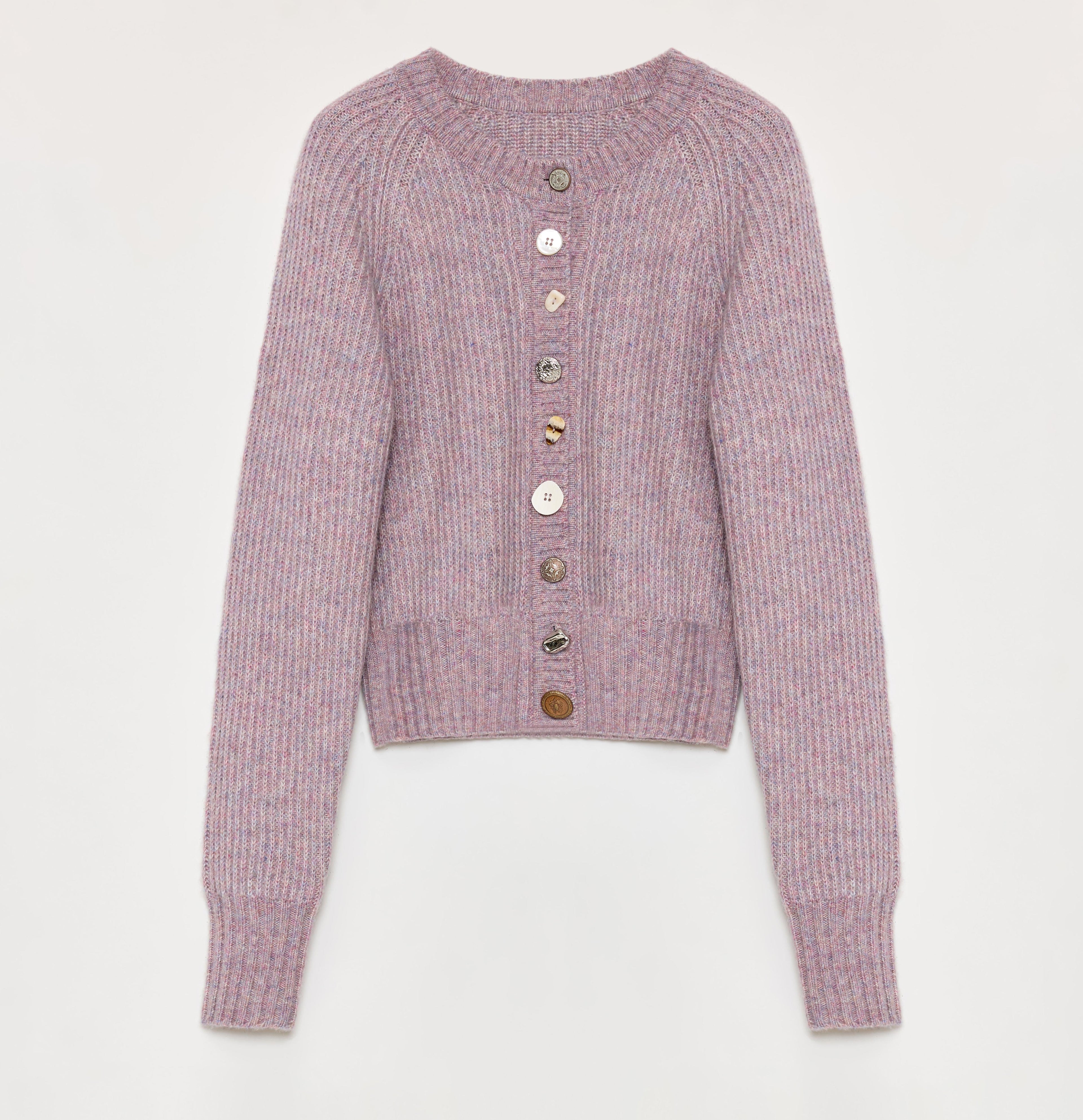 "Hokkaido Weaving Love" wool blend crew neck cardigan top-7
