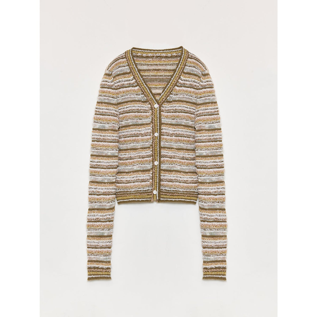 "Nice Weekend" striped mixed woven V-neck early spring layered knitted cardigan top/vest-8