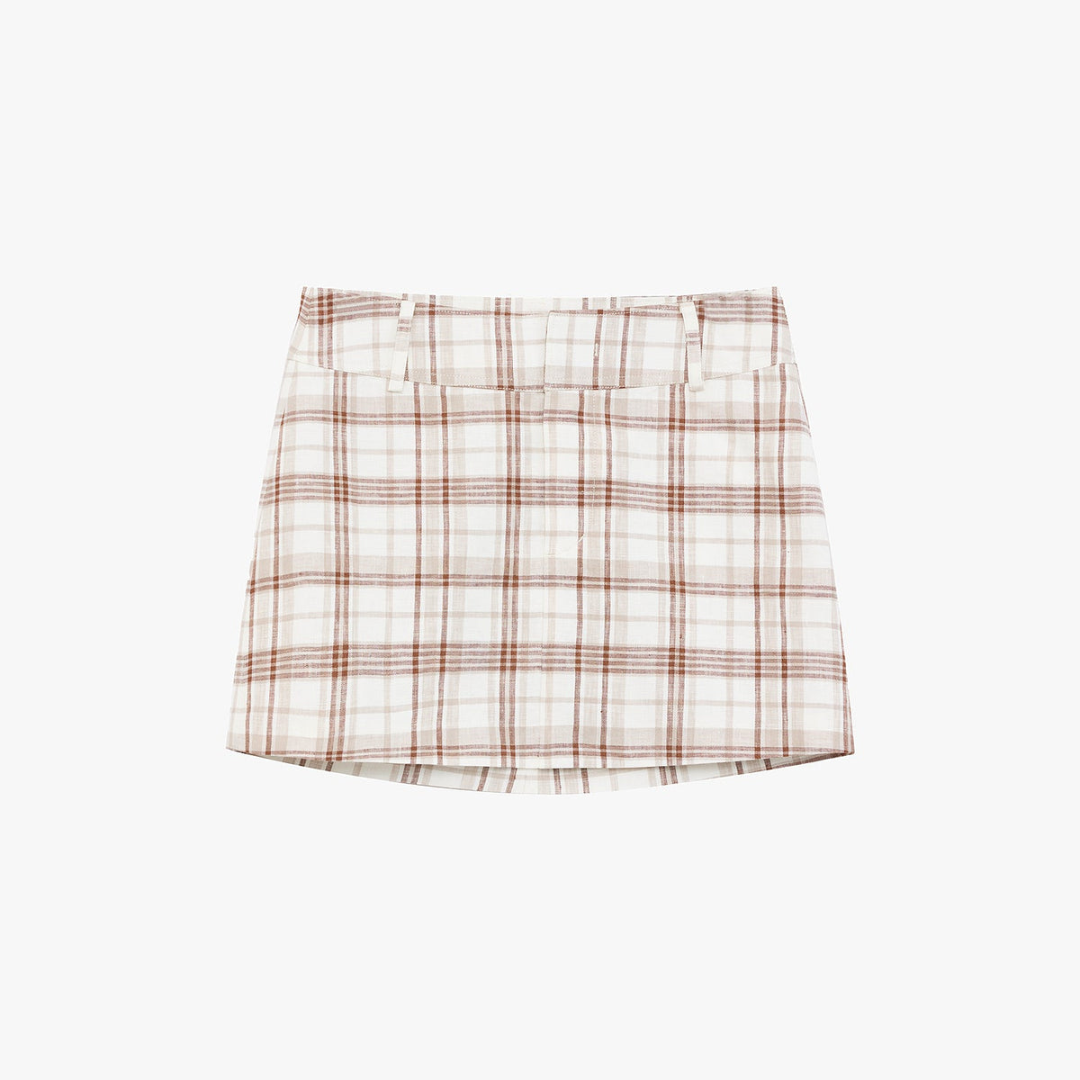 "Plaid Sketch" Vintage Linen Shirt Skirt Two-Piece Spring-6
