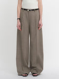Worsted wool commuter classic drapey raw edge loose straight wide-leg pants-5