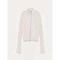 "Senna Melody" oblique placket fine merino wool and cotton blend zipper knitted cardigan top for women-5