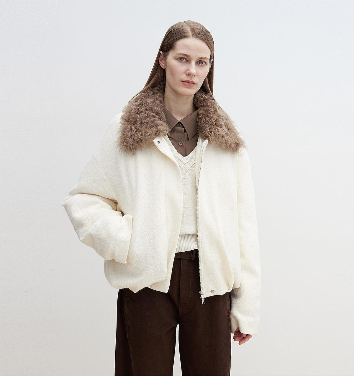 "Johnny" short parka in Tuscan fur collar with removable lining-5