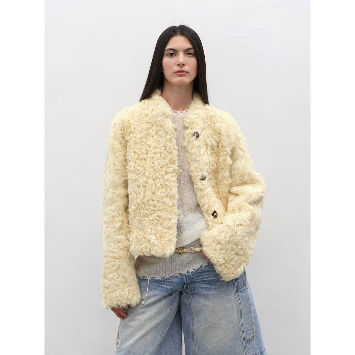 Little Bear's Thoughts New Zealand imported sheepskin coat-0